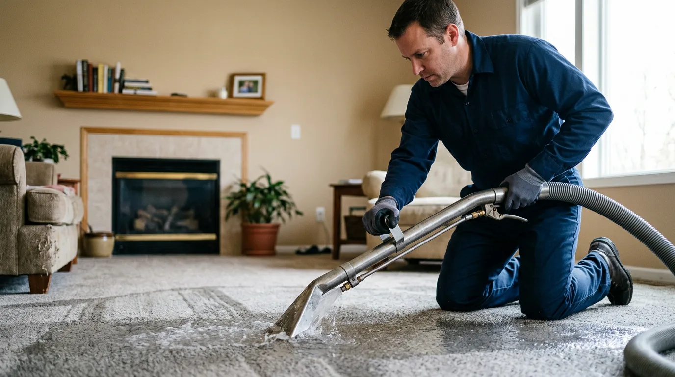 Water damage restoration technician working near Powderly, KY